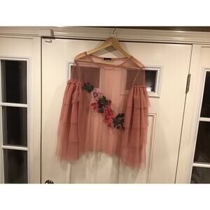 Mesh Top Wom. Sz M Pink Fairy Whimsigoth Cottagecore Feminine layered sleeve